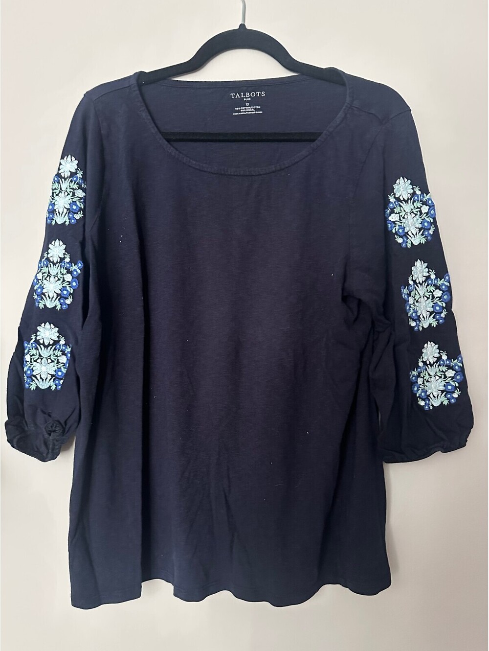 Talbots Embroidered Peasant Top | Size 1X